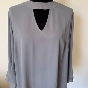 New York and Company Keyhole Flutter Sleeve Blouse